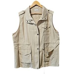 Khaki Military style Utility Zippered Vest